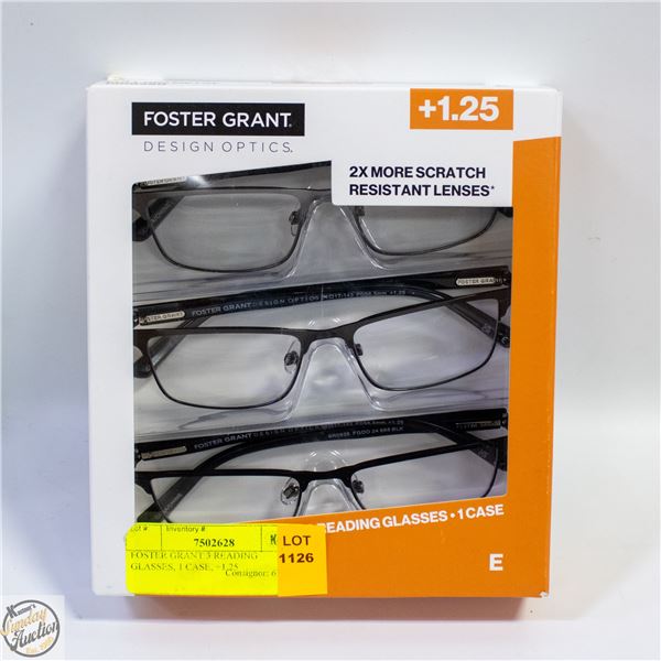 FOSTER GRANT 3 READING GLASSES, 1 CASE, +1.25