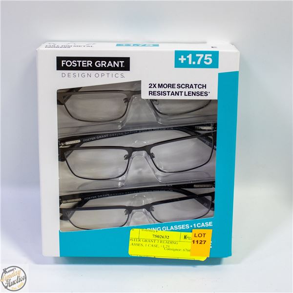 FOSTER GRANT 3 READING GLASSES, 1 CASE, +1.75