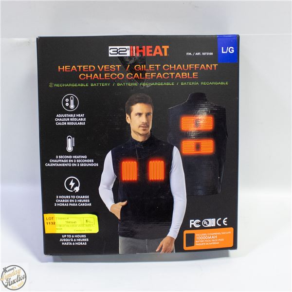NEW 32 HEAT HEATED VEST, SIZE L, 10000 MAH