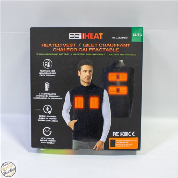 NEW 32 HEAT HEATED VEST, SIZE XL, 10000 MAH