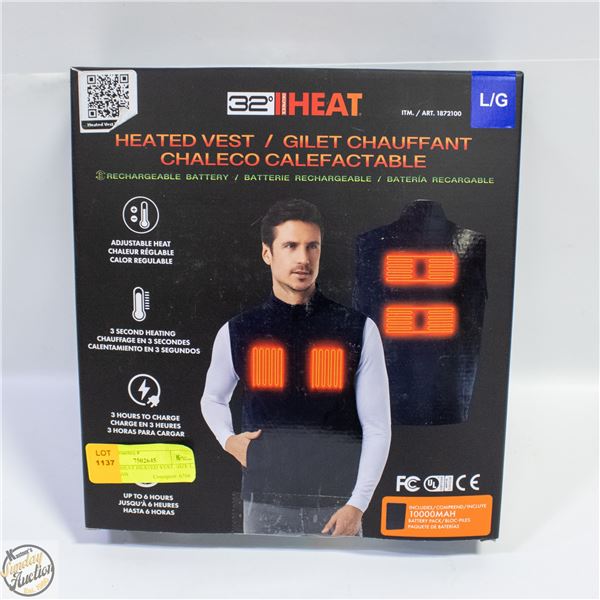 NEW 32 HEAT HEATED VEST, SIZE L, 10000 MAH