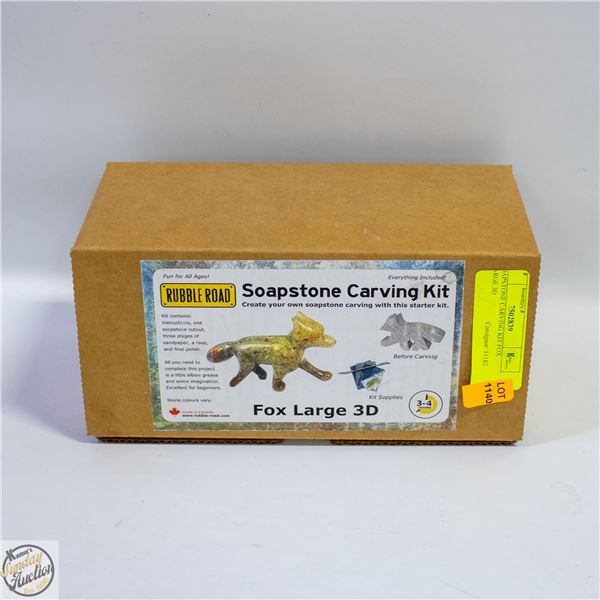 SOAPSTONE CARVING KIT FOX LARGE 3D