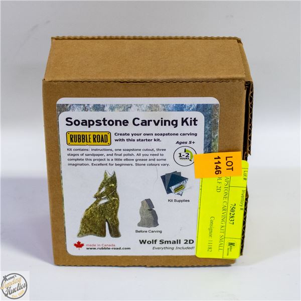 SOAPSTONE CARVING KIT SMALL WOLF 2D