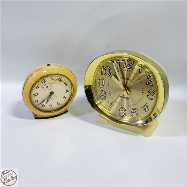 PAIR OF WESCLOX ALARM CLOCKS