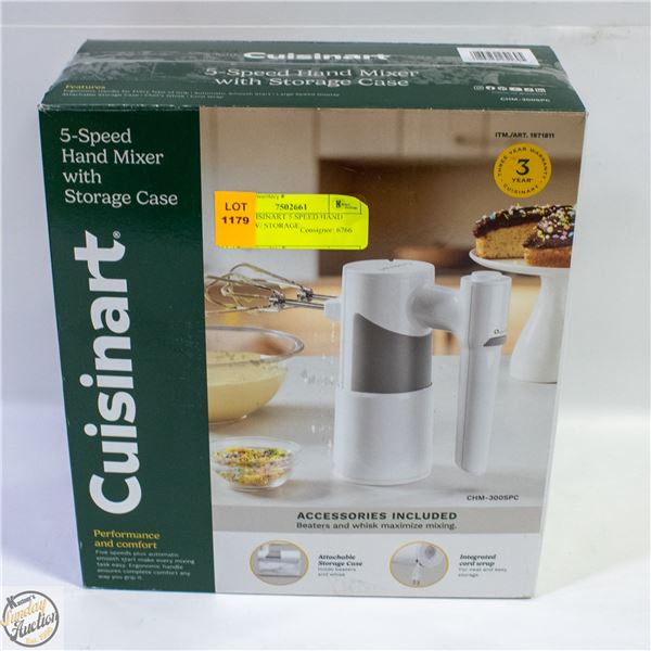 NEW CUISINART 5 SPEED HAND MIXER W/ STORAGE
