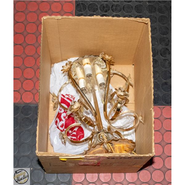 3 LIGHT GOLD TONED CHANDELIER LIGHT