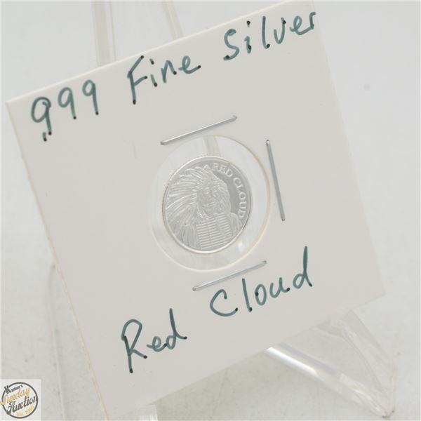 #3989-.999 FINE SILVER TOKEN WITH RED