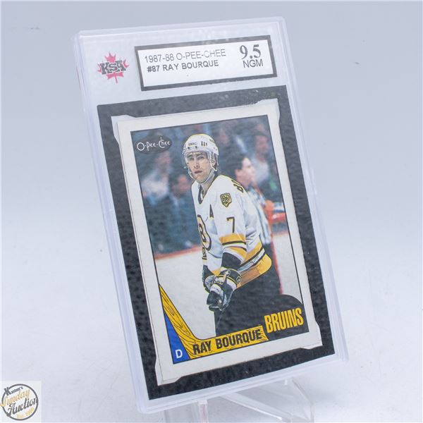 1987–88 OPC #87 RAY BOURQUE CARD – GRADED KSA 9.5