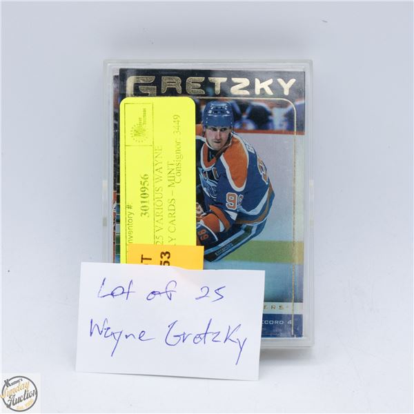 LOT OF 25 VARIOUS WAYNE GRETZKY CARDS