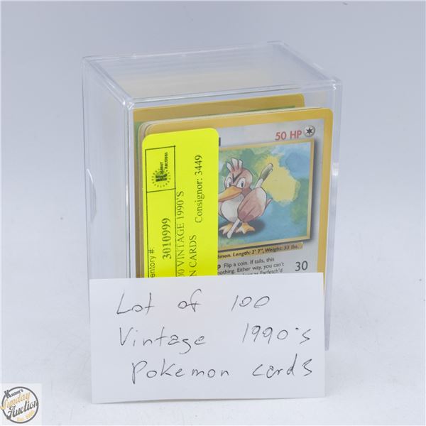 LOT OF 100 VINTAGE 1990’S POKÉMON CARDS