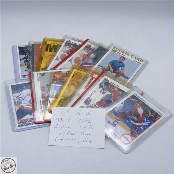 LOT OF 14 1990’S NHL ROOKIE CARDS