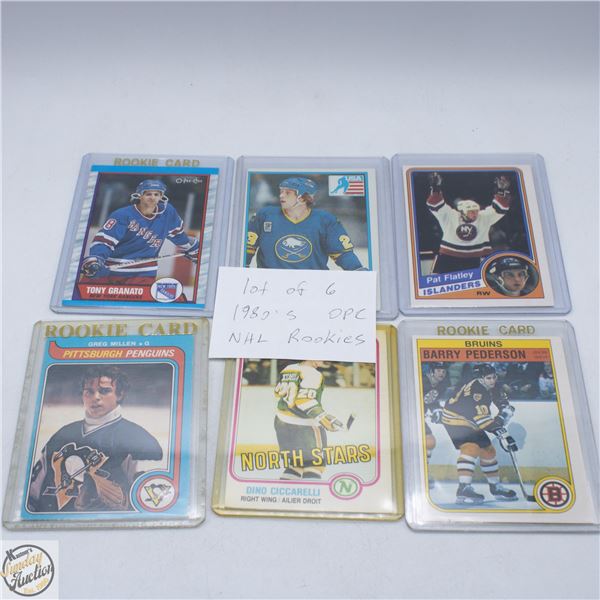 LOT OF 6 1980’S NHL ROOKIE CARDS
