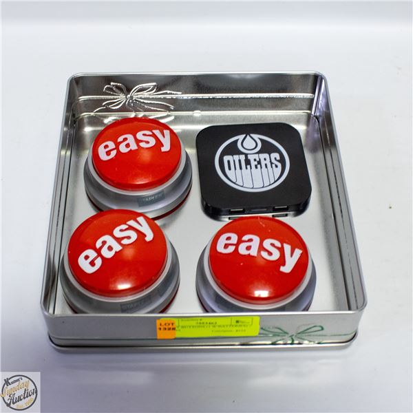 3 EASY BUTTONS (1 W/BATTERIES) + OILERS