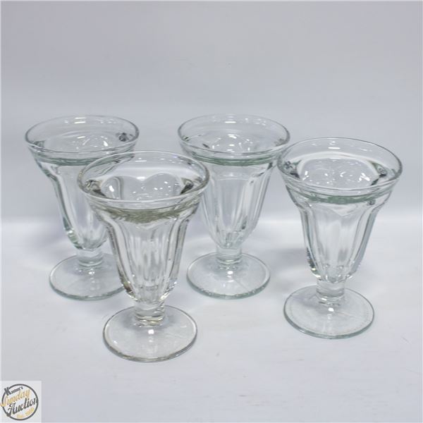 4 MATCHING THICK GLASS ICE CREAM SUNDAE
