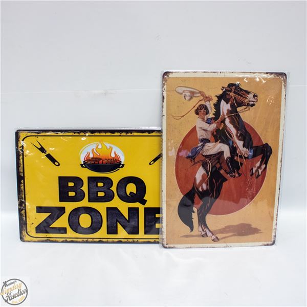 (2) BRAND NEW METAL WALL SIGNS 8" X 12" EACH