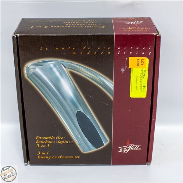 3 IN 1 BUNNY CORKSCREW SET IN BOX