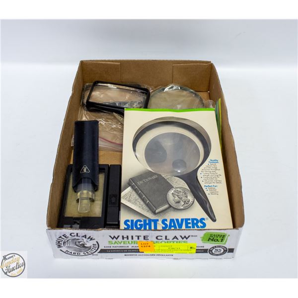 LOT OF MAGNIFYING GLASSES VARIOUS STYLES