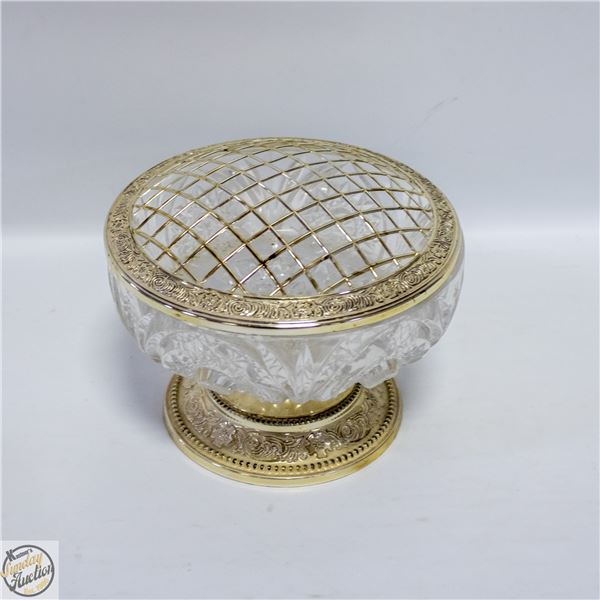 ROSE BOWL - CRYSTAL AND SILVER PLATE