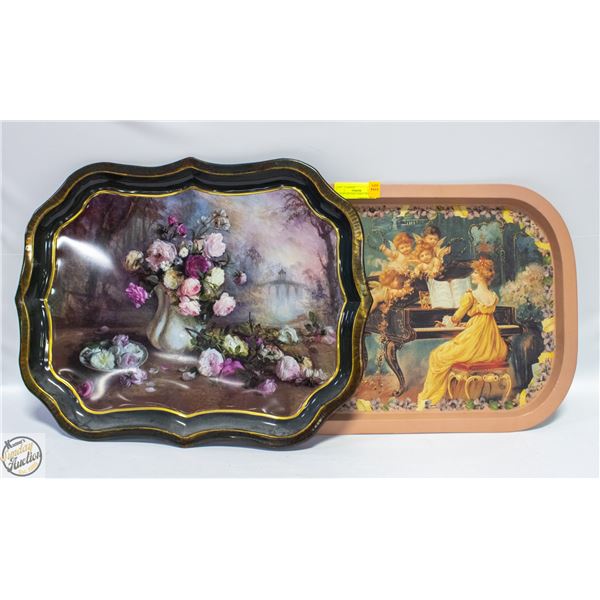 LOT OF VINTAGE TABLE TRAYS