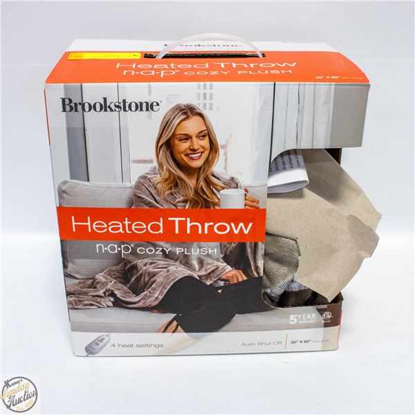 NEW BROOKSTONE HEATED THROW PLUSH BLANKET 50"X60"
