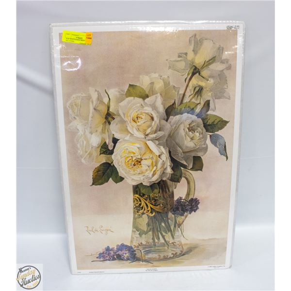 NEW WHITE ROSES PRINT BY PAUL DE LONPRE