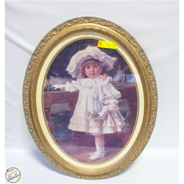 ORNATE FRAMED PRINT "GIRL IN WHITE DRESS" VICTOR