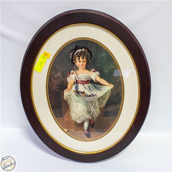VINTAGE DANCING GIRL FRAMED PRINT 23"X19"