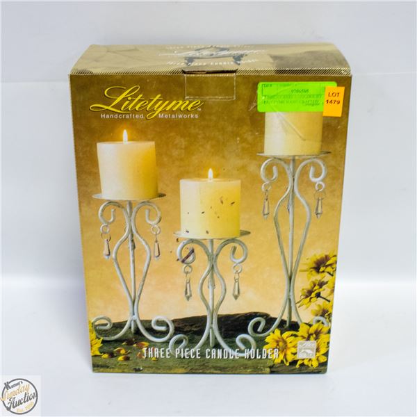 3 PIECE CANDLE HOLDER BY LITETYME HAND CRAFTED