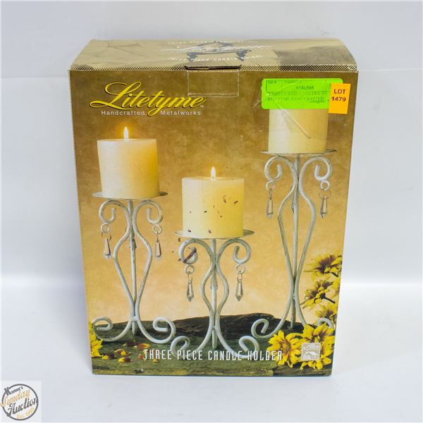 3 PIECE CANDLE HOLDER BY LITETYME HAND CRAFTED