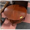 Image 1 : SMALL WOOD ROUND TABLE WITH SHELF 16"X30"