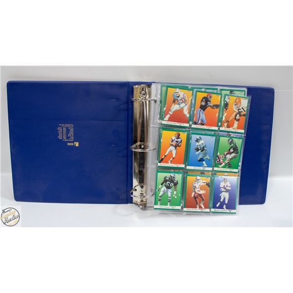 BINDER OF ASSORTED FOOTBALL FLEER 91 CARDS