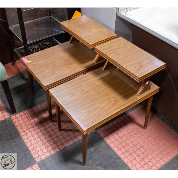 2 VINTAGE MID CENTURY ATOMIC ERA WOOD 2 TIER