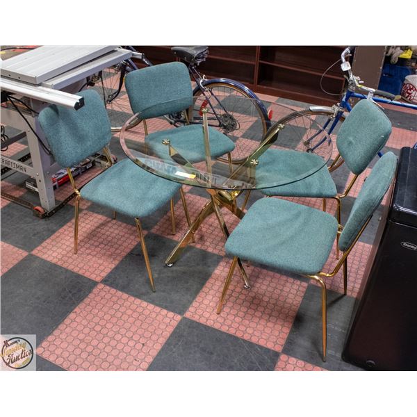 SET OF 4 OFFICE CHAIRS WITH GLASS TABLE