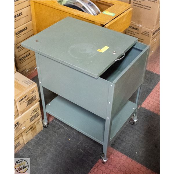 ROLLING METAL FILE CABINET 17.5" X 21" X 28"