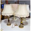 Image 1 : 2 VINTAGE BOUDIOR LAMPS WITH BRASS BASE