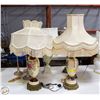 Image 1 : 2 VINTAGE COLONIAL STYLE LAMPS HAND PAINTED