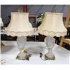 Image 1 : 2 CRYSTAL TABLE LAMPS WITH BRASS BASE AND SHADES