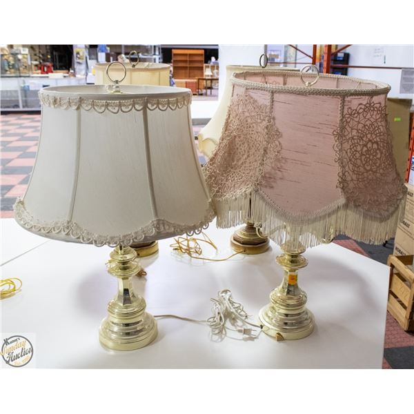 2 VINTAGE TRIPLE LIGHT LAMPS 27"H