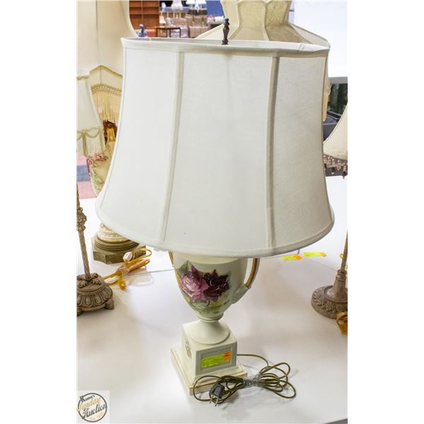 VINTAGE VICTORIAN STYLE LAMP WITH HAND PAINTED