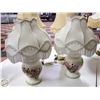 Image 1 : 2 VINTAGE PORCELAIN ROSE LAMPS WITH NEW SHADES