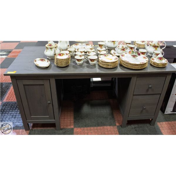 SOLID WOOD GREY IKEA DESK WITH GLIDER DRAWERS