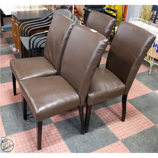 4 MATCHING BROWN LEATHERETTE DINING CHAIRS