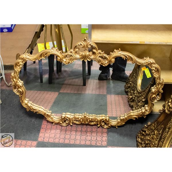 VINTAGE GOLD GILTED WOOD ORNATE FRAMED MIRROR