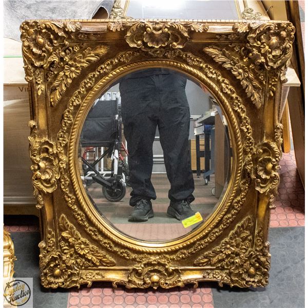 VINTAGE ORNATE GOLD GILTED MIRROR WOOD FRAMED