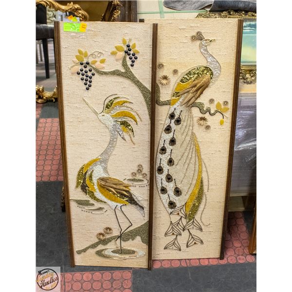 2 VINTAGE MID CENTURY GRAVEL ART MOSAIC