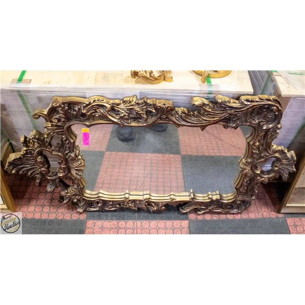 VINTAGE BROWN ORNATE FRAMED MIRROR
