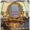 Image 1 : VINTAGE ORNATE GOLD GILTED MIRROR WITH CANDLE