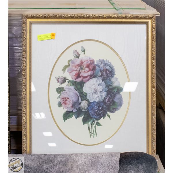 GOLD GILTED FRAMED FLORAL ART PRINT 33"X25"