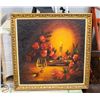 Image 1 : VINTAGE ROSES IN CANDLE LIGHT PAINTING RAISED PRIN