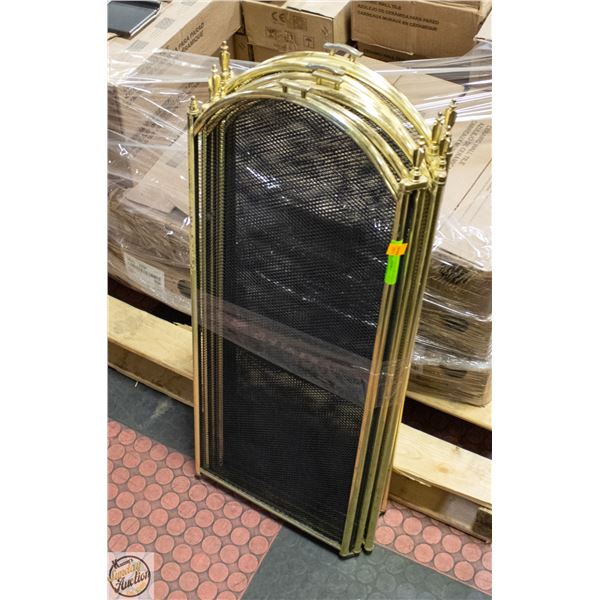 2 VINTAGE BRASS FIRE PLACE SCREEN